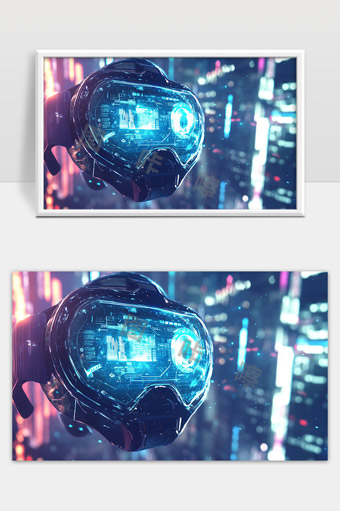 未来科技虚拟现实智能头盔数字数据交互场景