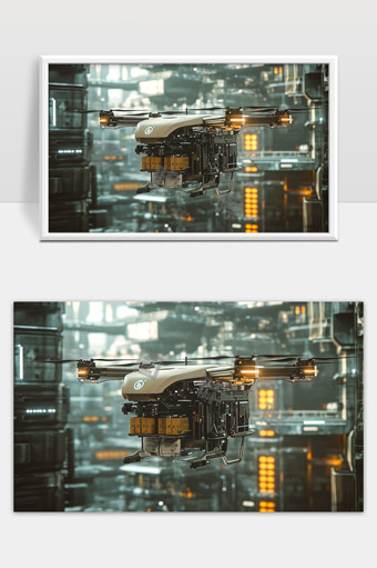 未来智能无人机快递运输系统高科技城市物流