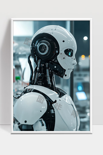 未来智能机器人高科技人工智能机械人侧面特写