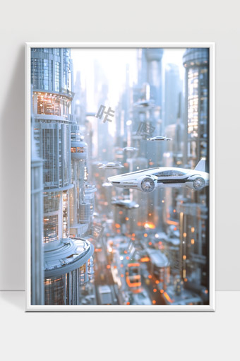 未来城市飞行汽车智能高科技交通场景