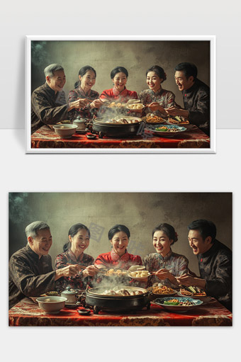 一家人欢聚团圆共庆传统节日幸福时光