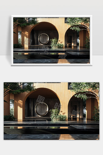 现代建筑中式庭院与自然光影完美结合设计