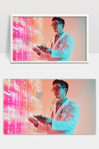 医护人员使用数字技术进行数据分析和医疗智能研究