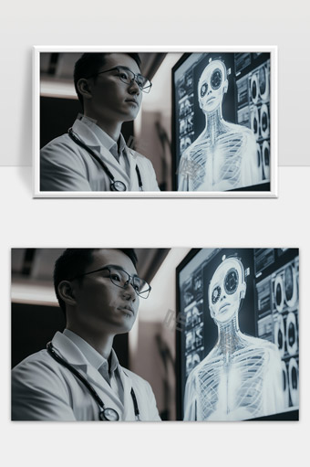 医生利用虚拟技术分析人体骨骼结构与内部信息