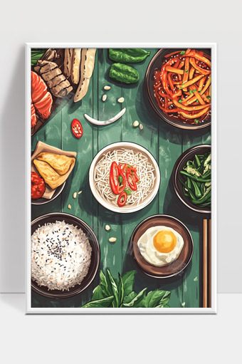 丰富多样的亚洲风味家常美食摆盘图