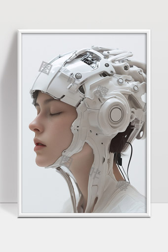 未来科技感机械头盔与人类的完美结合