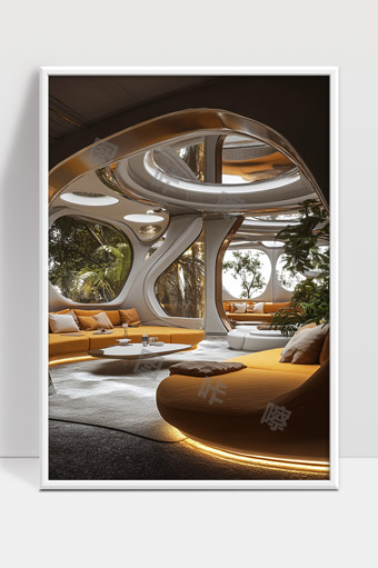 未来感室内设计融合自然元素温馨休闲空间