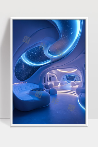 未来科技感宇宙星空主题梦幻室内设计空间