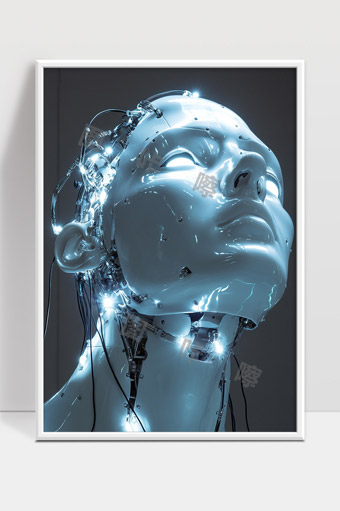 未来智能机器人人脸特写科技感数字化形象展示