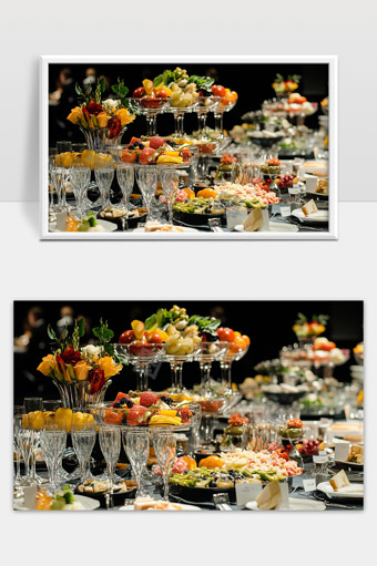 豪华自助餐厅丰富多样美食摆盘精致节日盛宴