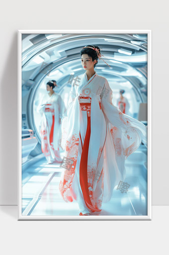 现代科技感与传统汉服完美融合的时尚之美