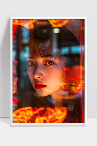 霓虹灯下的都市女性魅力夜景人像摄影