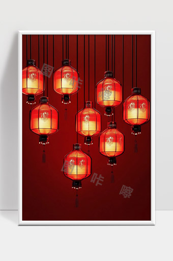 喜庆红灯笼装饰营造传统春节节日氛围