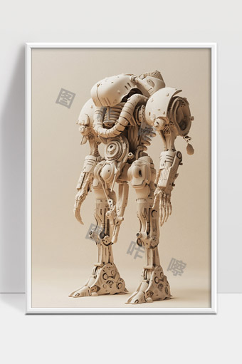 未来感机械仿生机器人复杂结构设计艺术