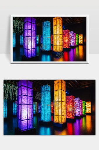 多彩灯光艺术装置营造梦幻现代空间氛围