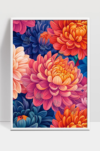 色彩丰富的花卉纹理高清艺术插画背景