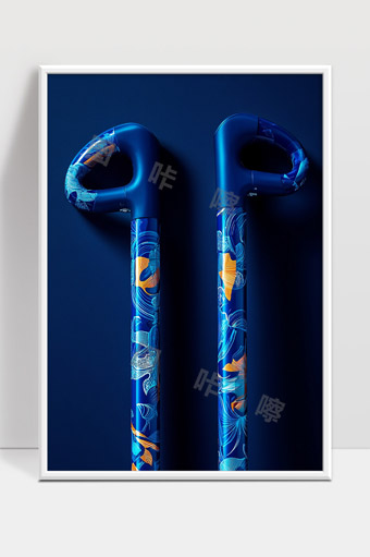 时尚蓝色印花手杖设计展现现代与传统结合之美