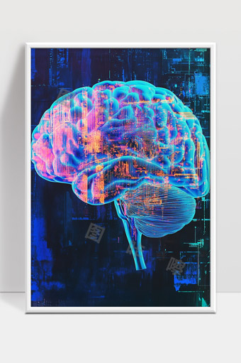 数字化大脑神经网络人工智能技术示意图