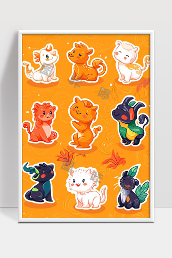 可爱十二生肖卡通萌宠形象集合趣味动画设计