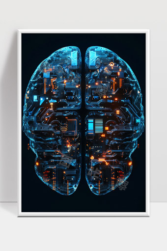 科技感未来数字脑芯片智能神经网络结构