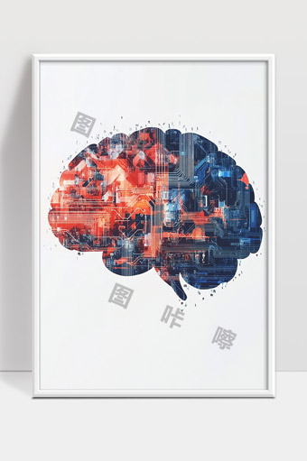 数字科技脑神经网络智能数据处理示意图