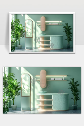 现代极简风格浴室清新绿植自然光装饰设计