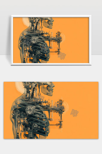 未来机械人类与智能科技融合创意设计画面