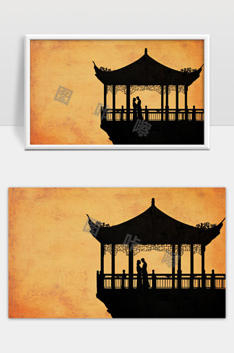 古风亭台爱情剪影唯美浪漫中国风画面