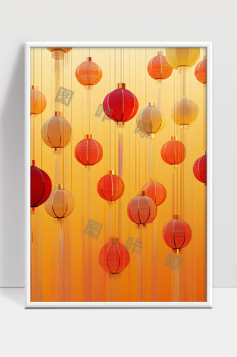 中式传统节日喜庆红色灯笼装饰背景图