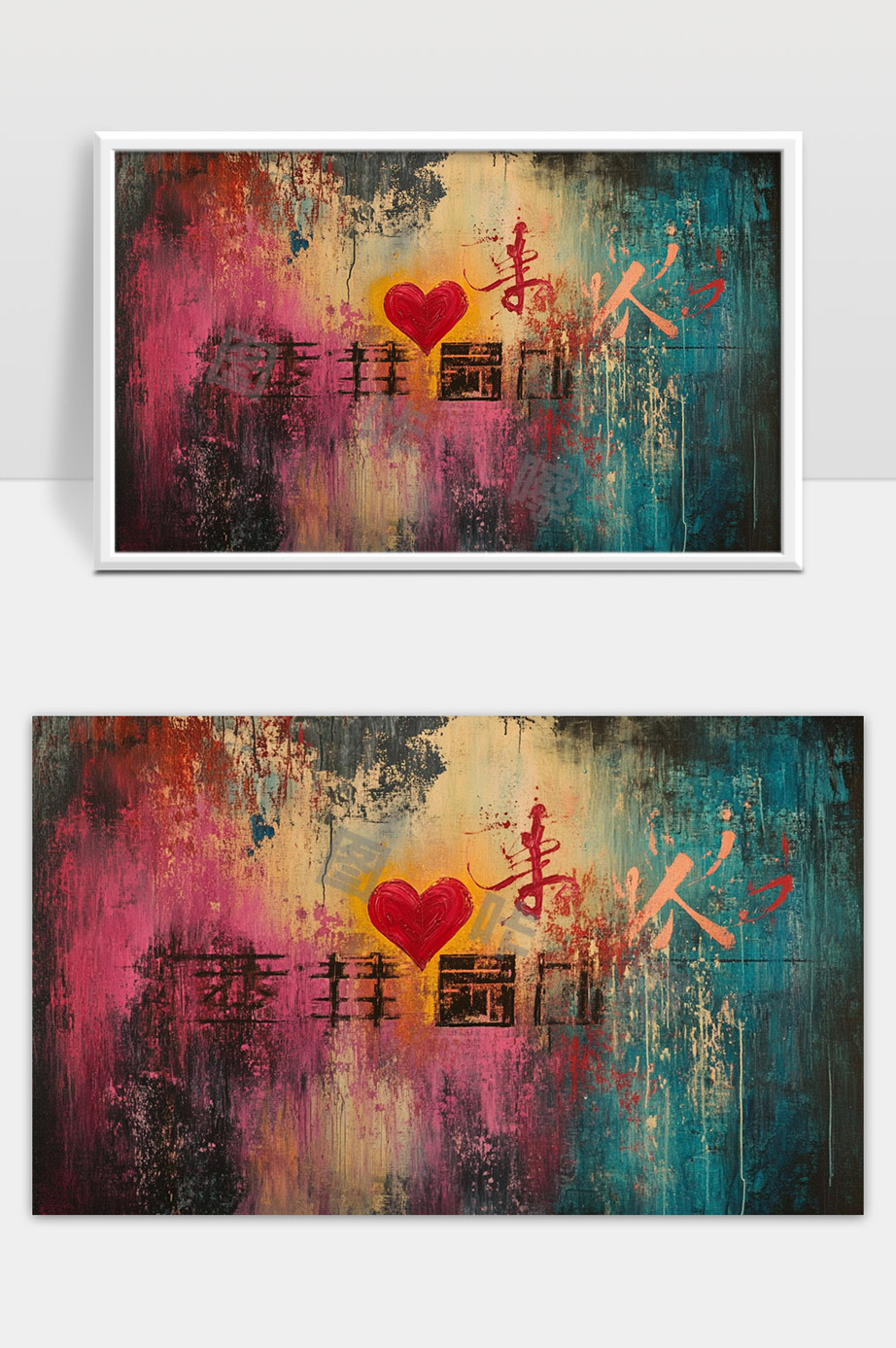 中国国庆爱国主题墙绘抽象艺术表现