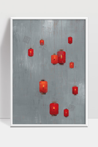 灯笼点缀灰色背景中秋佳节温暖意境