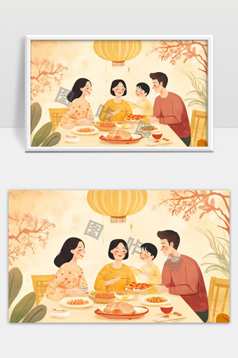 团圆一家人欢聚一堂共享丰盛美食温馨时刻