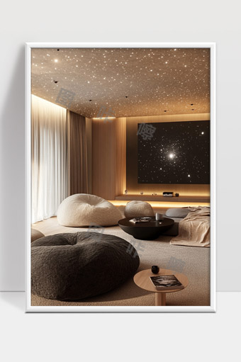 现代极简星空主题客厅设计温馨舒适环境