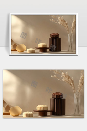 简约现代风格中秋月饼美食摆拍静物摄影