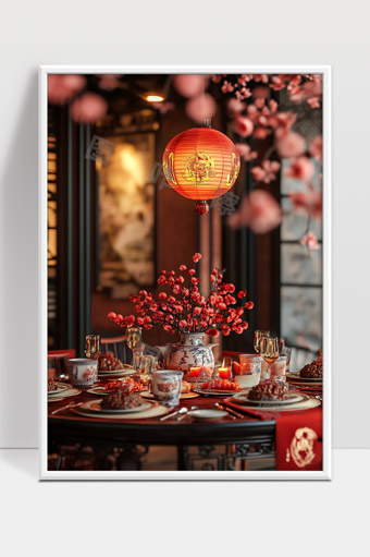传统中式新年团圆宴温馨喜庆场景呈现