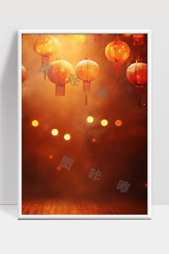 温暖红灯笼映照传统春节节日气氛