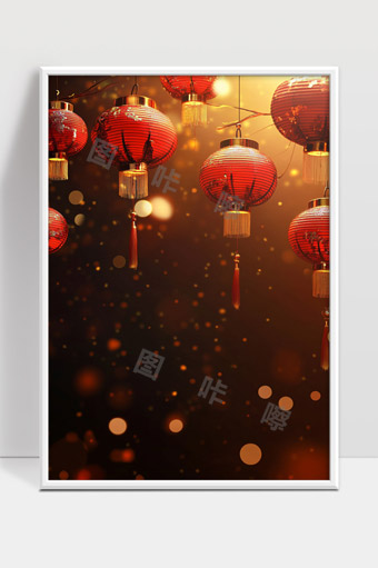 红色灯笼璀璨祥和新春佳节喜庆氛围