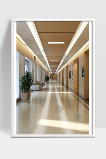 现代写字楼宽敞明亮整洁办公走廊设计