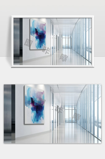 现代办公大楼明亮宽敞走廊抽象艺术装饰