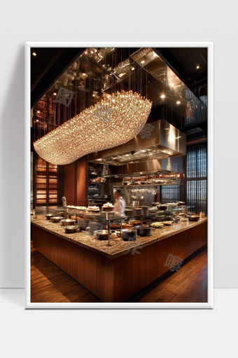 豪华现代餐厅自助区温馨灯光设计展示