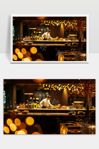 温馨浪漫餐厅夜景精致美食烹饪氛围灯光布置