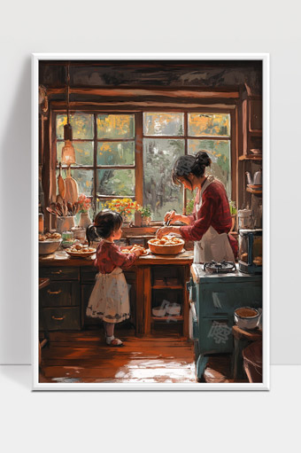 温馨厨房母女共度甜蜜烘焙时光