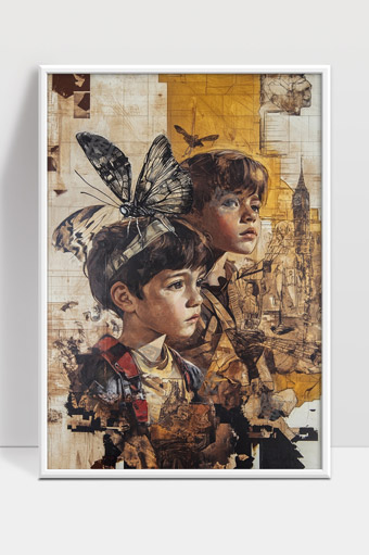 童年记忆与梦想飞翔的蝴蝶与少年侧影