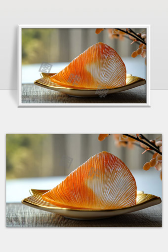 精致橙色果冻甜点摆盘艺术美食摄影