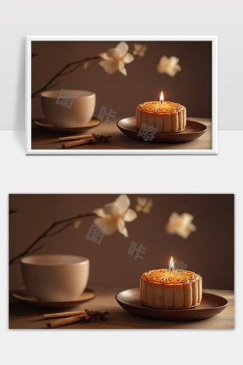 中秋节传统月饼与茶香温馨静谧时光