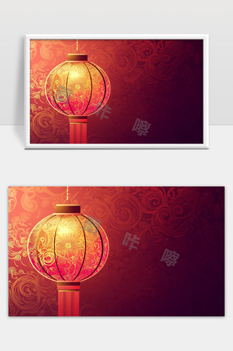 中国传统红灯笼喜庆新年春节节日装饰图案
