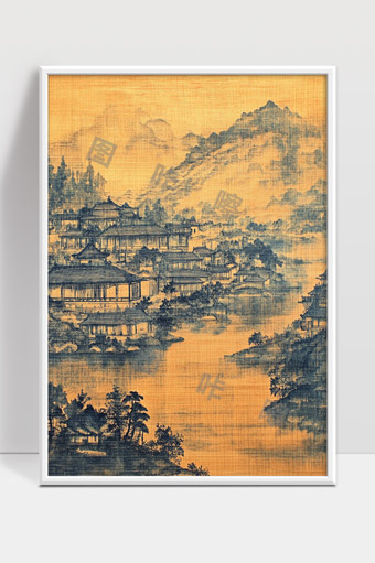 古风山水江南水乡传统建筑风景画