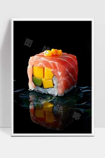 精美创意三文鱼芒果寿司美味诱人展示