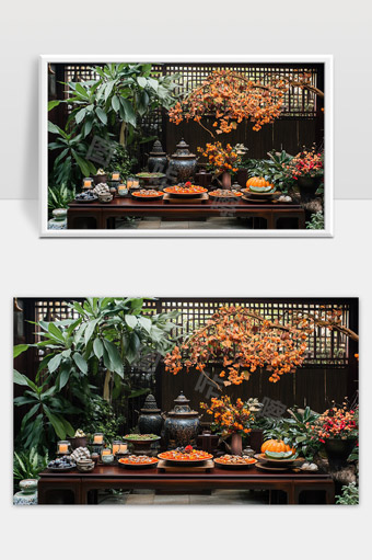 中式庭院秋日风味传统美食摆盘展示