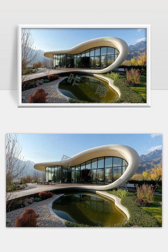 现代曲线玻璃别墅自然景观融为一体设计独特建筑